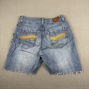 Y2K Rocawear Denim Baggy Shorts Men's Size‎ 36* Blue Embroidered
